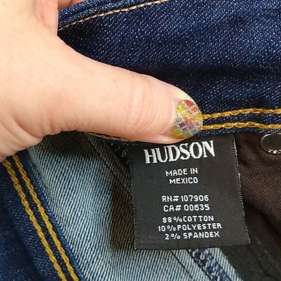 Hudson Collin Flap Waist Size 27 Dark Wash Distressed Skinny Jean - Picture 14 of 16